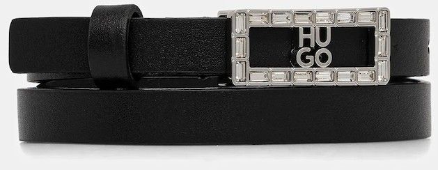 Kožený opasok HUGO Vida-Diamond čierna farba, 50554098