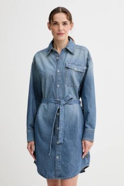 Rifľové šaty G-Star Belted modrá farba, mini, rovný strih, D26814-D539
