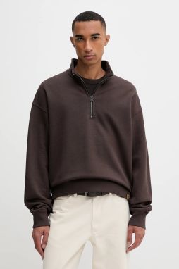 Bavlnená mikina G-Star Essential loose hnedá farba, jednofarebná, D27085-D395