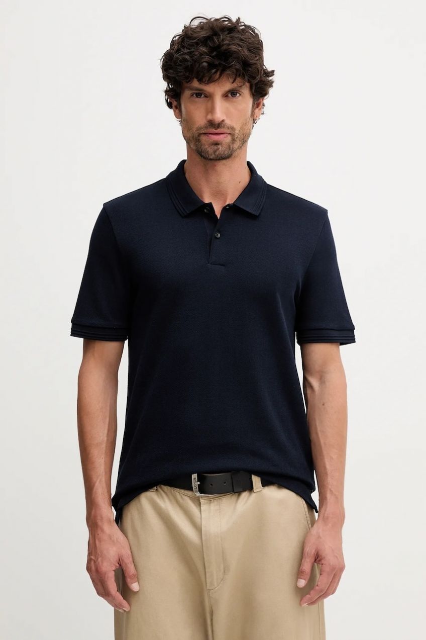 Polo tričko BOSS C-Parlay 240 pánske, tmavomodrá farba, jednofarebné, 50549593