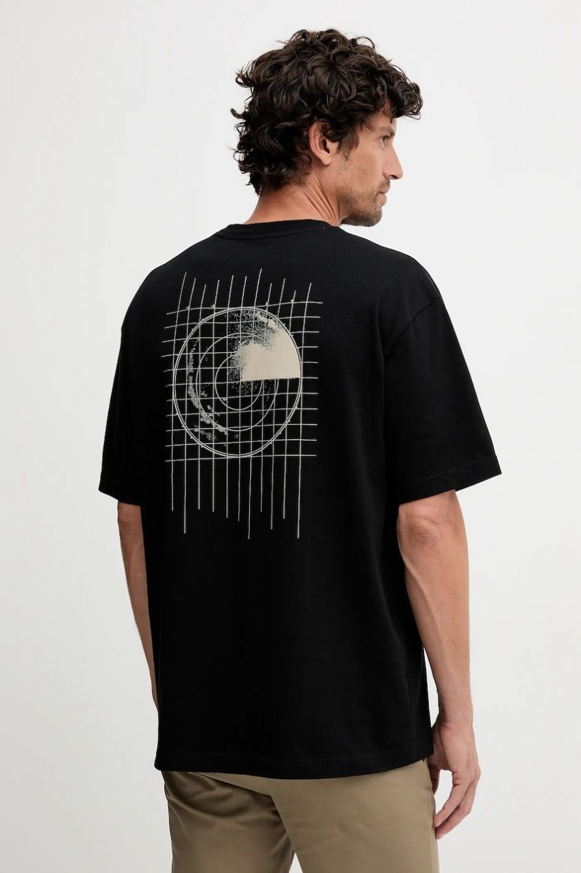 Bavlnené tričko BOSS Orange Te_Radar pánske, čierna farba, vzorované, 50551637