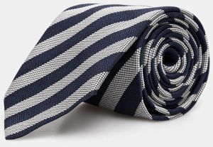 Kravata s prídavkom hodvábu BOSS H-TIE CM 7.5 253 tmavomodrá farba, 50550432