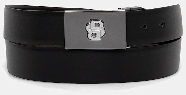 Obojstranný kožený opasok BOSS B_Icon_Plq_Gb35_pp čierna farba, 50553335