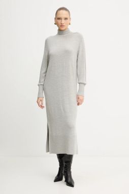 Vlnená sukňa BOSS Orange C_Fagliatelle šedá farba, maxi, rovný strih, 50548961