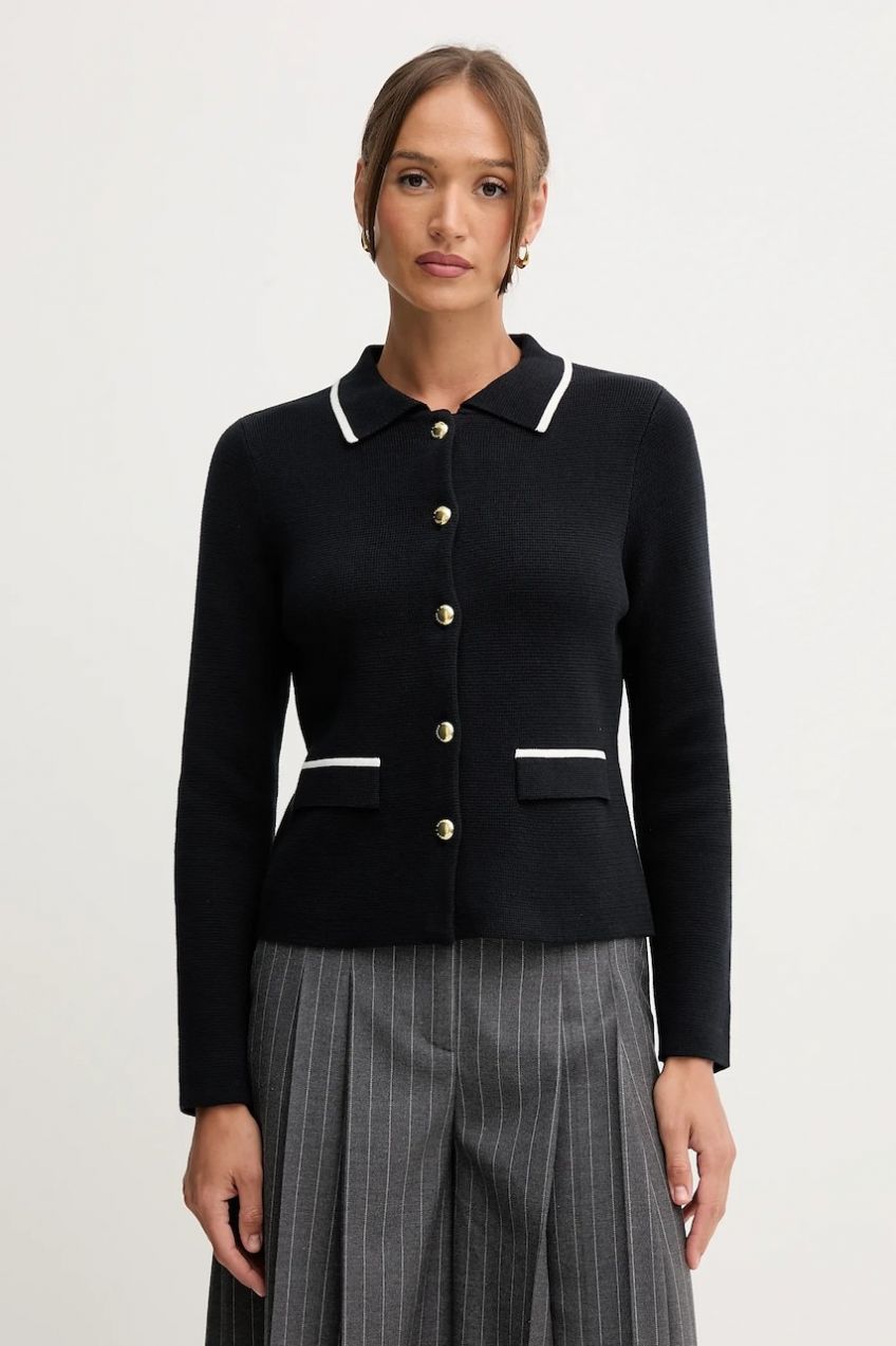 Bavlnený kardigán Barbour COLLEEN tmavomodrá farba, LKN1668