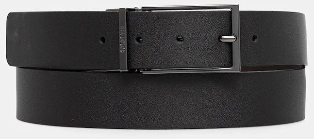 Obojstranný kožený opasok HUGO Gruffy_Or35 čierna farba, 50548365