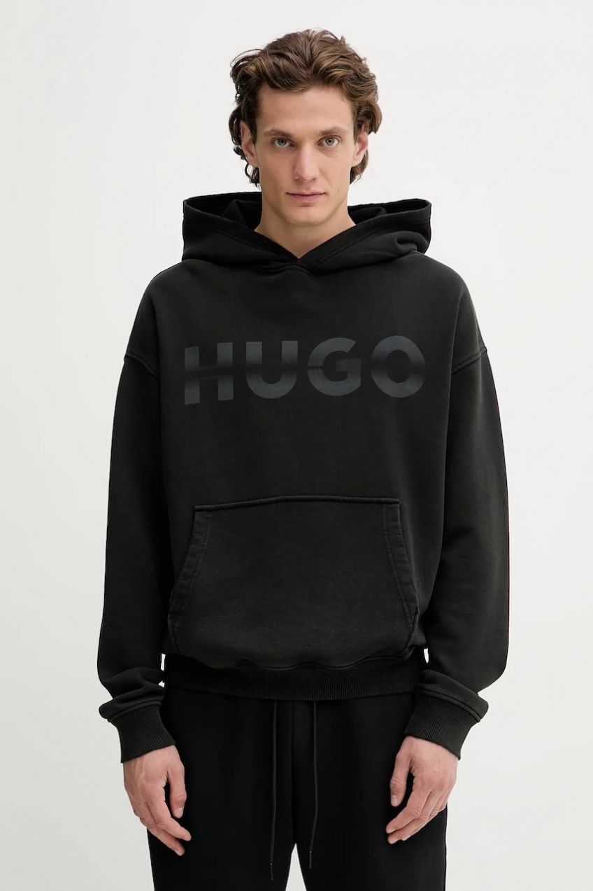 Mikina Hugo Blue Nenzyod čierna farba, s potlačou, 50546532