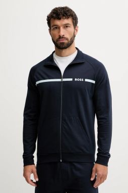 Bavlnená mikina BOSS Authentic Jacket Z tmavomodrá farba, s potlačou, 50550561