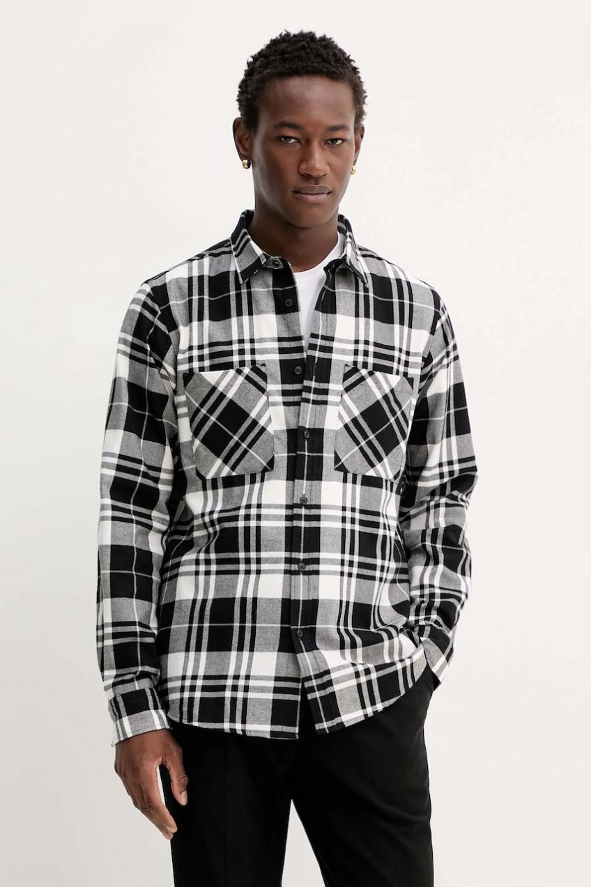 Bavlnená košeľa HUGO Egrin čierna farba, regular, s klasickým golierom, 50549753