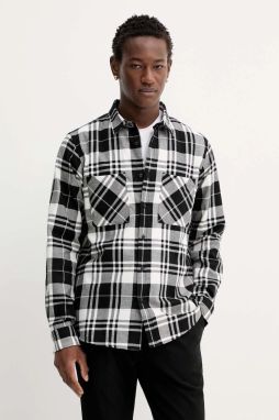 Bavlnená košeľa HUGO Egrin čierna farba, regular, s klasickým golierom, 50549753