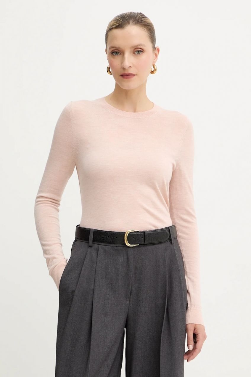 Vlnený sveter BOSS Ferpina ružová farba, ľahký, 50544987