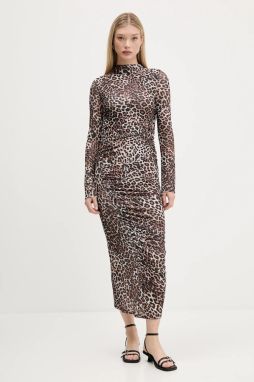 Šaty HUGO Nardonnay hnedá farba, maxi, priliehavé, 50546239