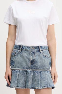 Rifľová sukňa Hugo Blue Gaby_B modrá farba, mini, áčkový strih, 50546318