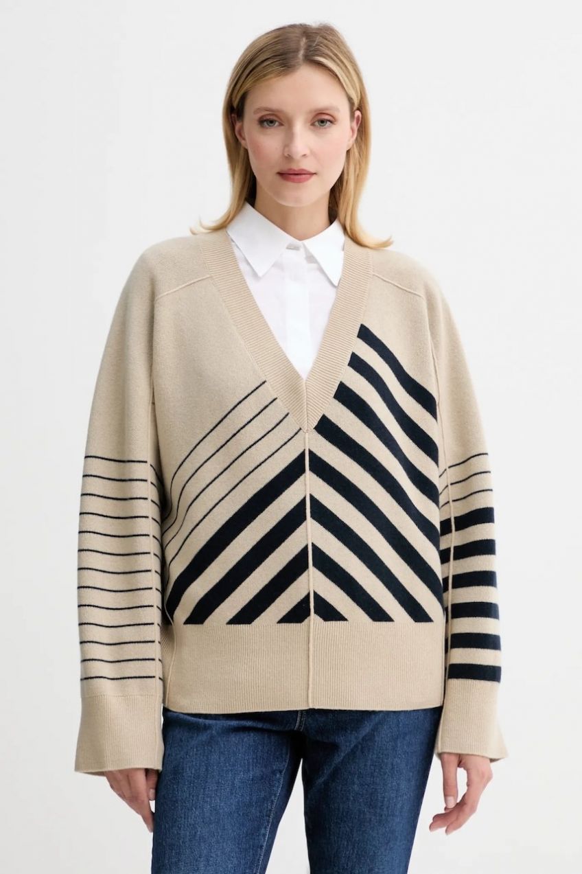 Vlnený sveter BOSS Fudali béžová farba, ľahký, 50542884