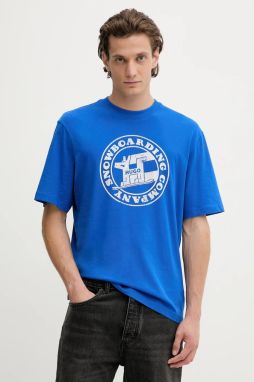 Bavlnené tričko Hugo Blue Napolux pánske, modrá farba, s potlačou, 50546246