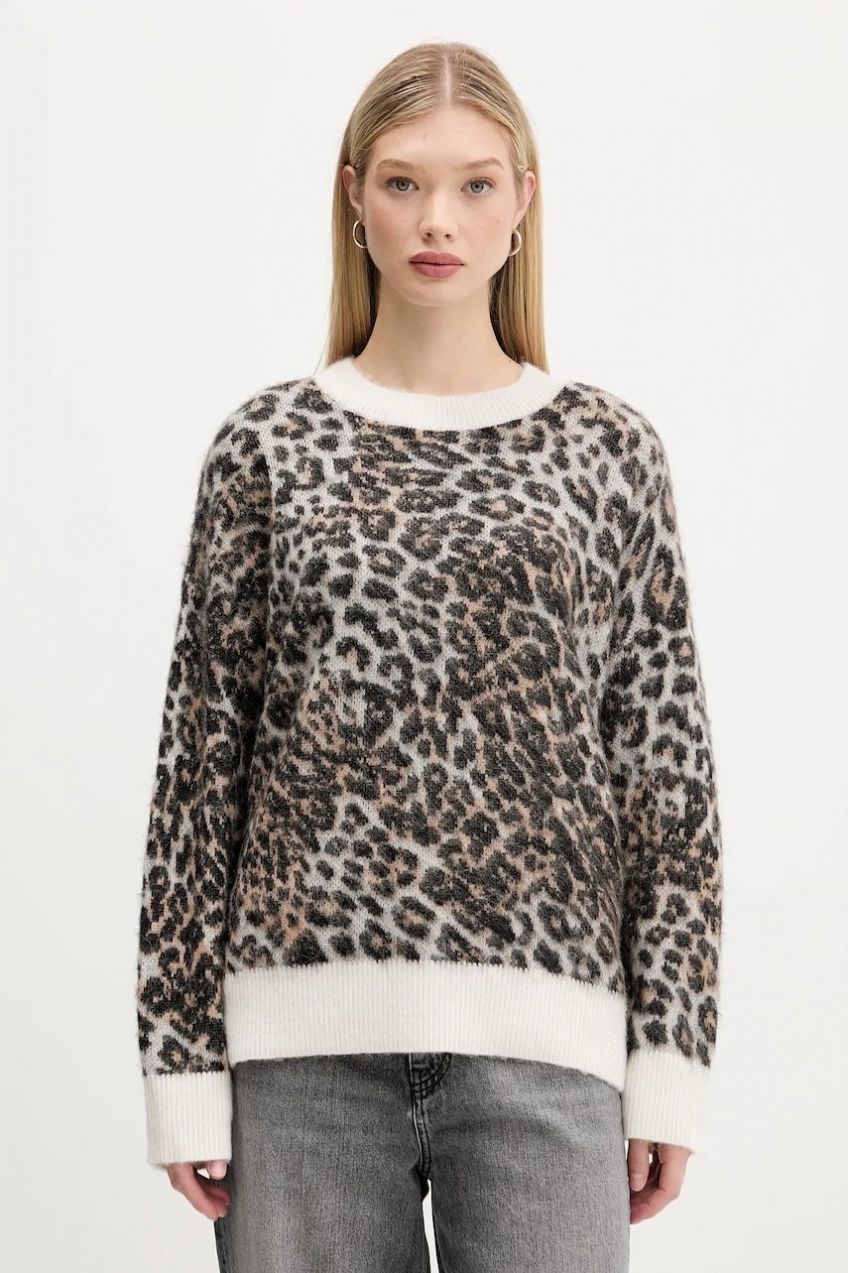 Vlnený sveter HUGO Seratu béžová farba, 50548255