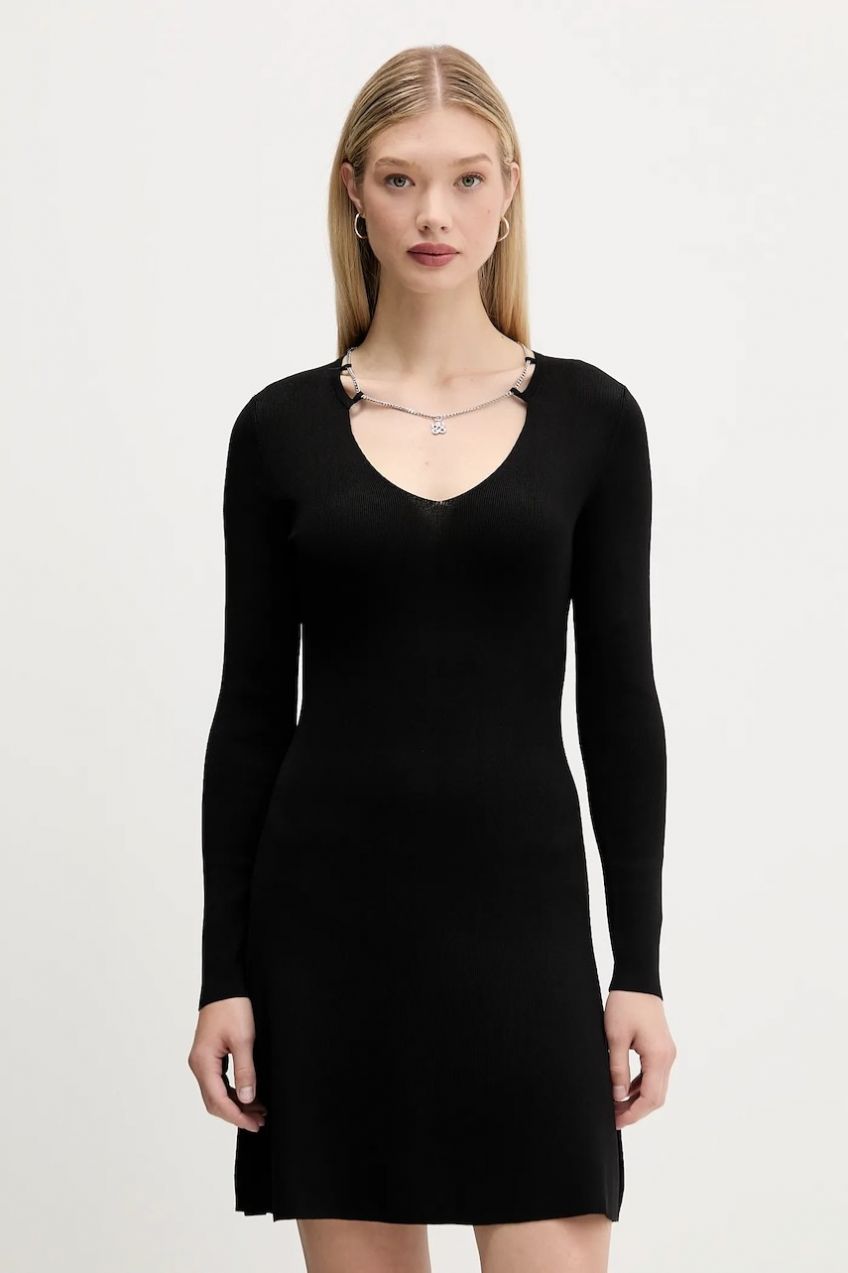 Šaty HUGO Sibery čierna farba, midi, priliehavé, 50548244