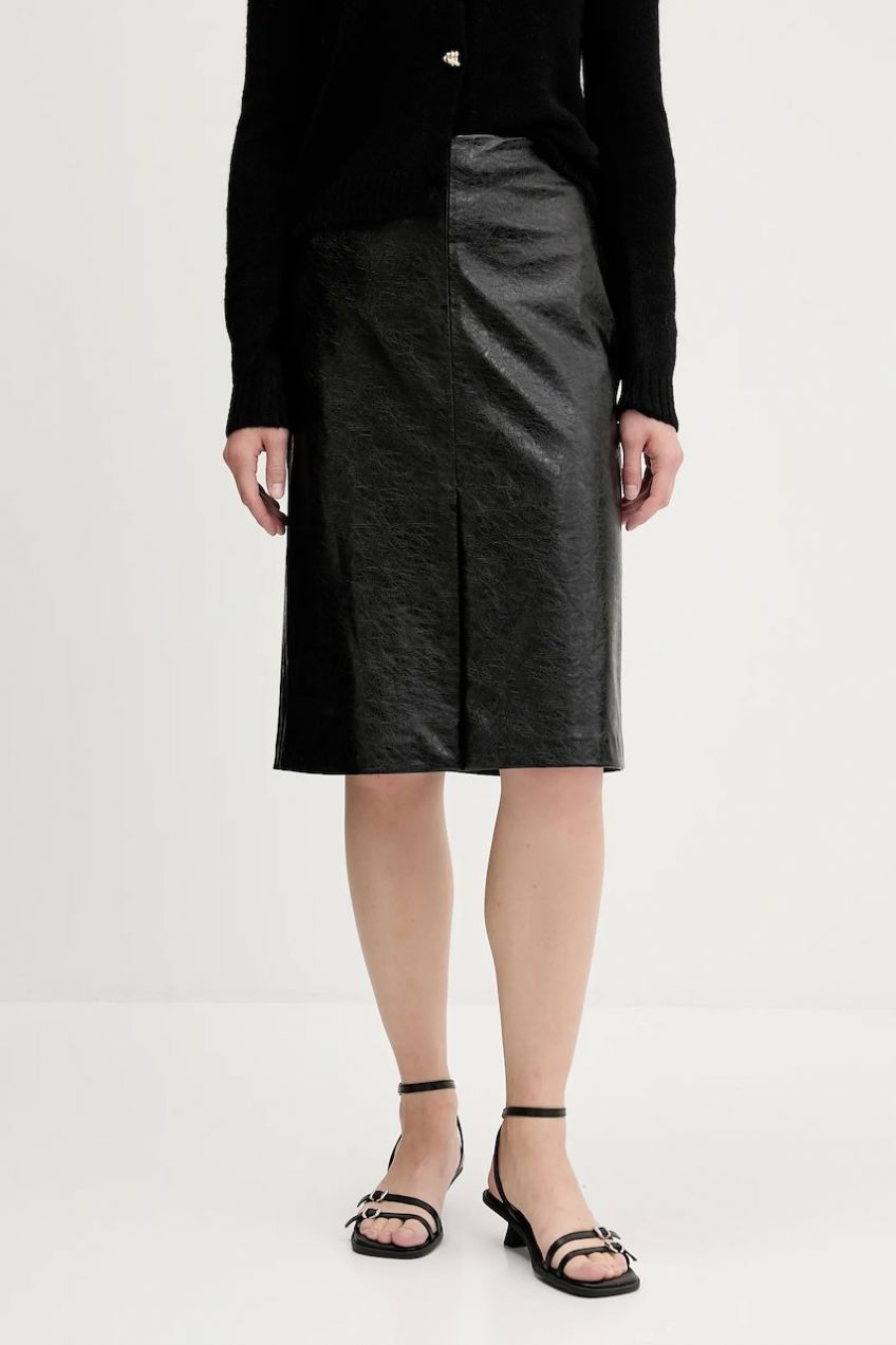 Sukňa HUGO Rantuli-1 čierna farba, midi, puzdrová, 50546783