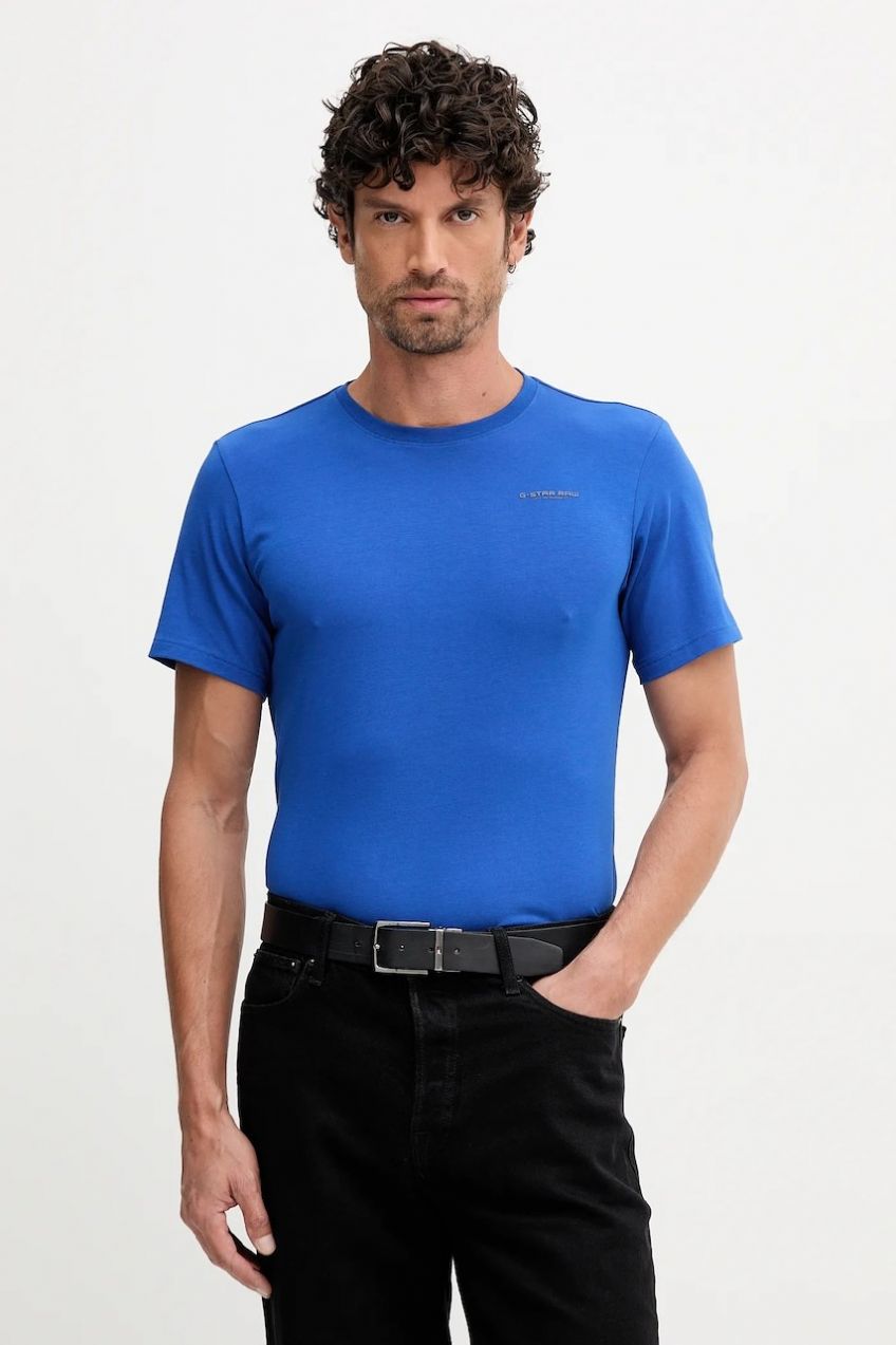 Tričko G-Star Slim base pánske, modrá farba, jednofarebné, D19070-C723-888