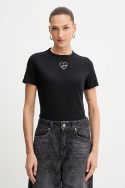 Bavlnené tričko BOSS Orange C_Elogo_crystal1 dámske, čierna farba, 50549192