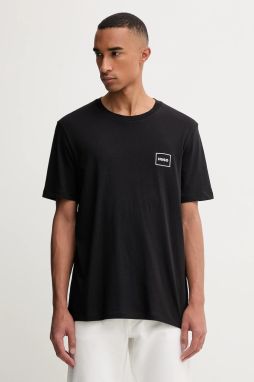 Bavlnené tričko HUGO 2-pak Dugopak pánske, čierna farba, jednofarebné, 50548566