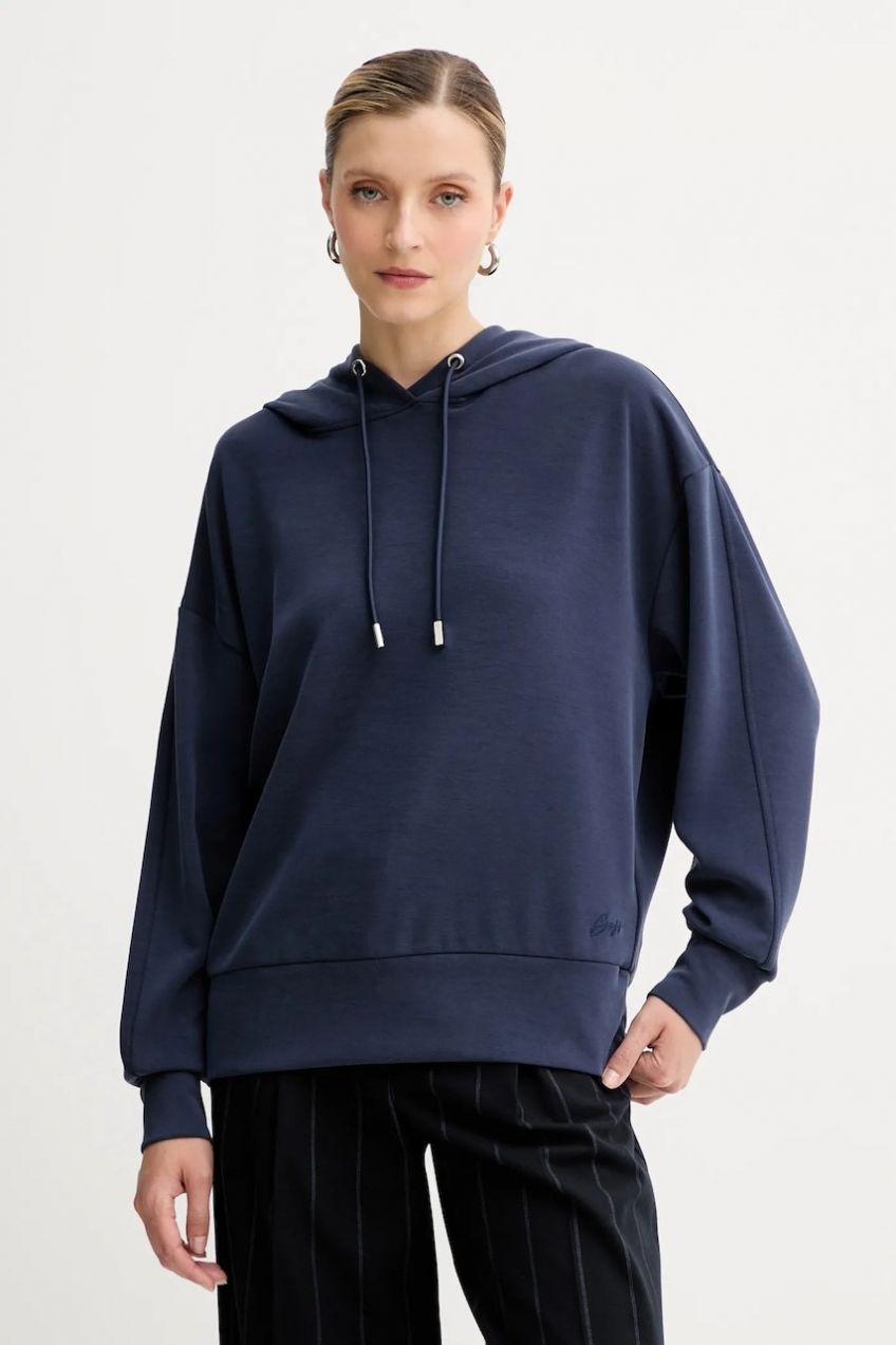 Mikina BOSS Orange C_Efelpa1 tmavomodrá farba, s kapucňou, jednofarebná, 50551451