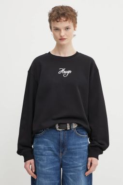 Bavlnená mikina HUGO Deroxina_6 čierna farba, s potlačou, 50550149