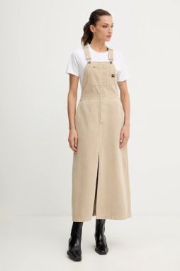 Rifľové šaty G-Star Dungaree béžová farba, maxi, rovný strih, D26965-E078