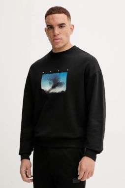 Bavlnená mikina HUGO Dorizonto čierna farba, s potlačou, 50549165