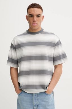 Bavlnené tričko Hugo Blue Nisote pánske, šedá farba, vzorované, 50548323