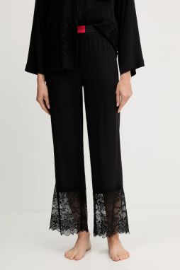 Pyžamové nohavice HUGO RED LABEL LACE_PANTS čierna farba, čipkované, 50549974