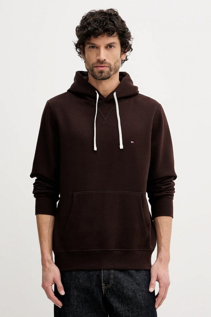 Mikina Tommy Hilfiger béžová farba, s kapucňou, jednofarebná, MW0MW39997