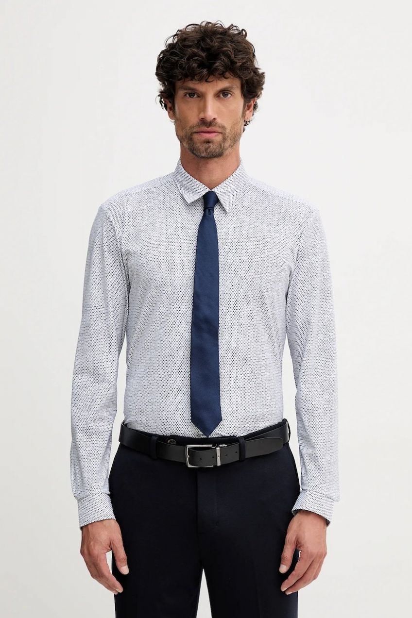 Košeľa BOSS P-ROAN-kent-C1-233 modrá farba, slim, 50545269