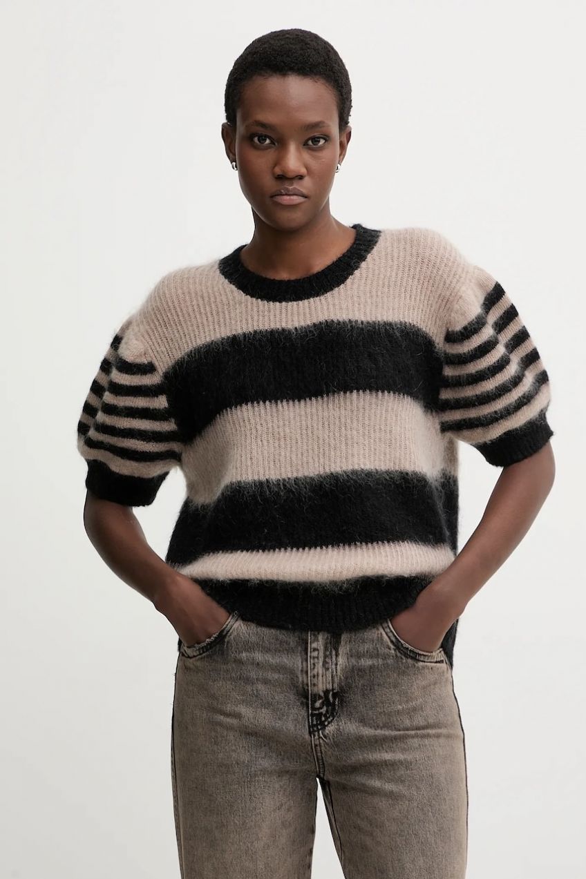 Sveter s prímesou vlny AllSaints CLEM čierna farba, W015KD