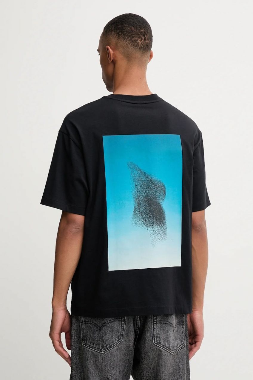 Bavlnené tričko HUGO Dorizon pánske, čierna farba, s potlačou, 50549156