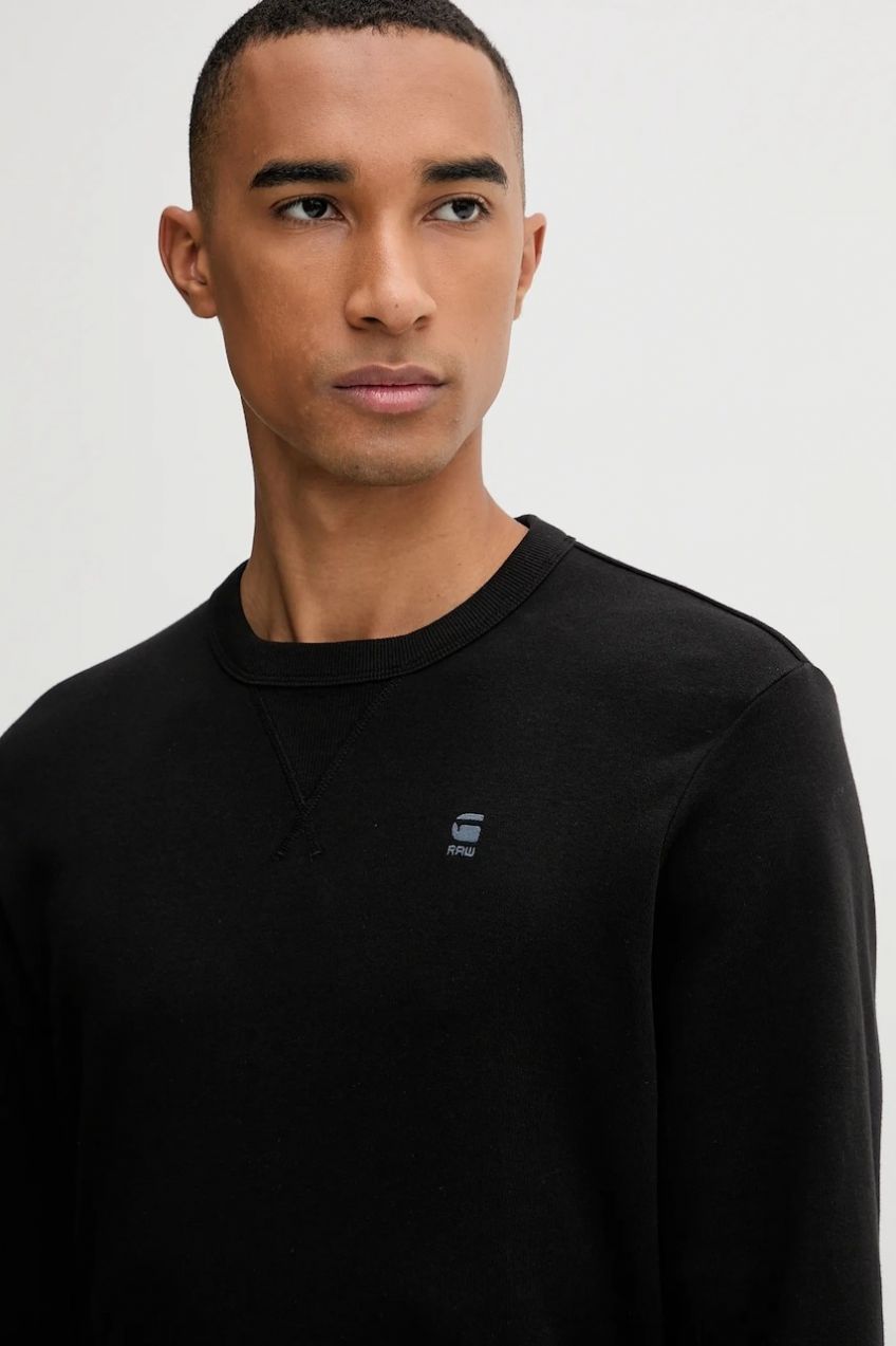 Bavlnené tričko s dlhým rukávom G-Star Nifous čierna farba, jednofarebné, D25076-D976