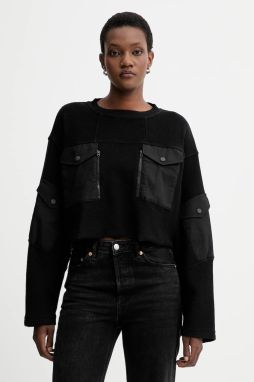 Bavlnená mikina G-Star Multi pkt mix loose cropped čierna farba, jednofarebná, D27168.E312,