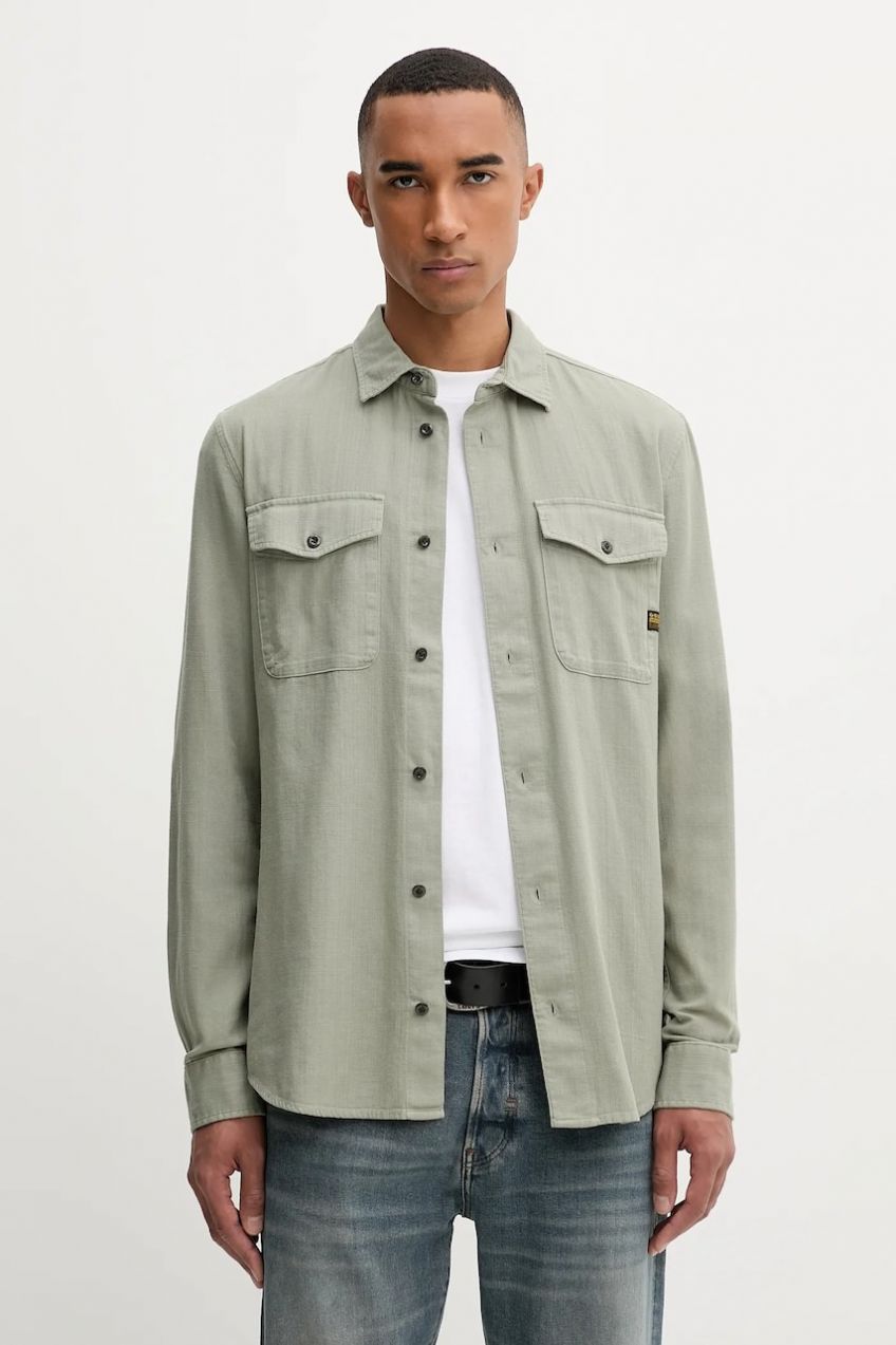 Bavlnená košeľa G-Star Marine Slim zelená farba, slim, s klasickým golierom, D24963-D454-B565