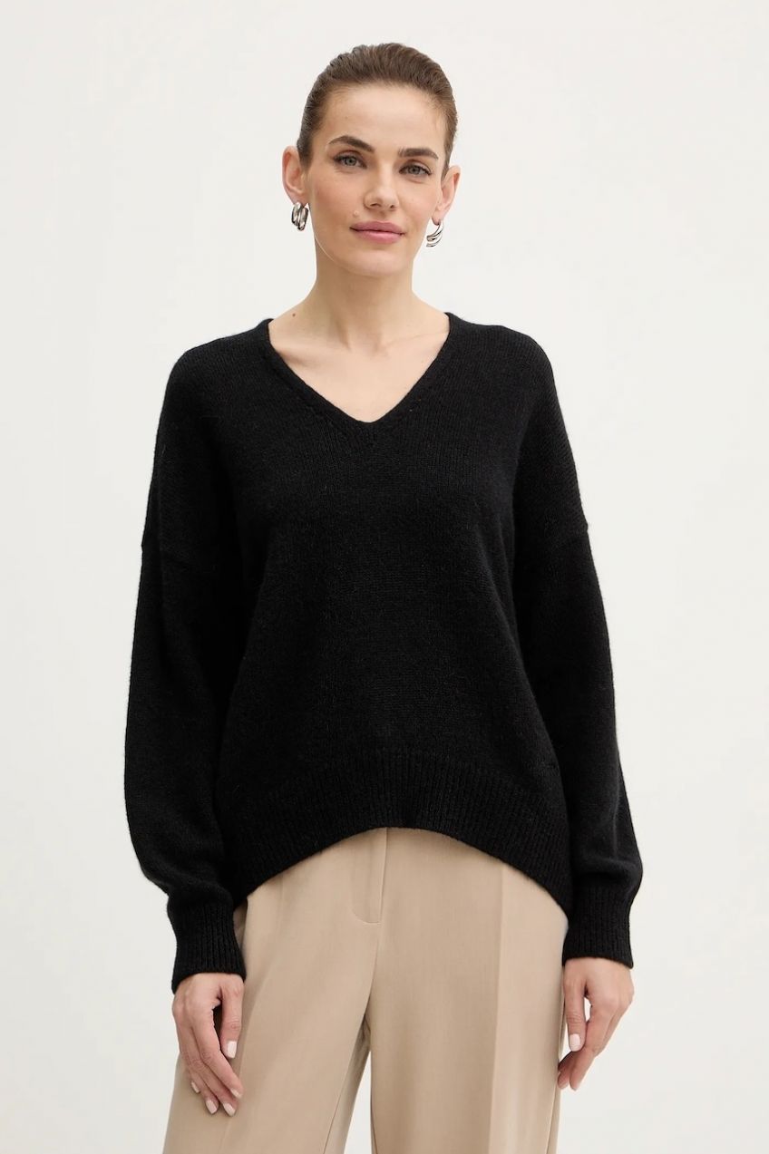 Sveter s prímesou vlny BOSS Orange C Fondyssa čierna farba, 50550464