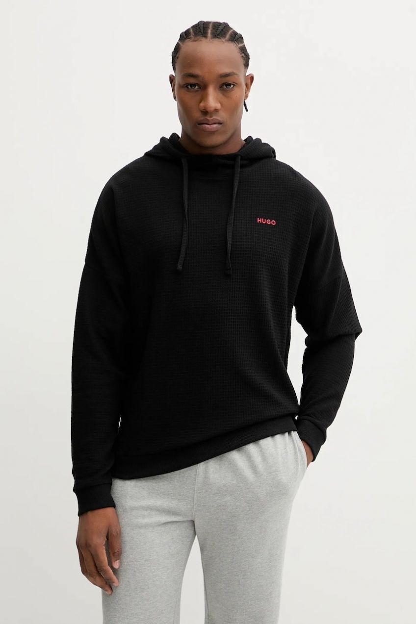 Mikina HUGO AUSTIN HOODIE čierna farba, s kapucňou, jednofarebná, 50556969