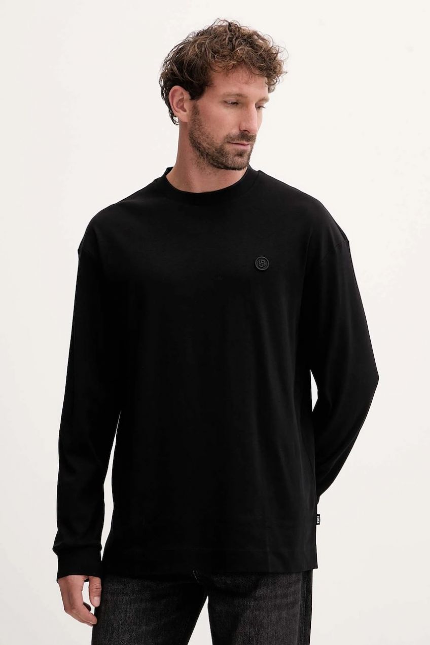 Bavlnené tričko s dlhým rukávom BOSS C-Tubby 116 čierna farba, jednofarebná, 50557846