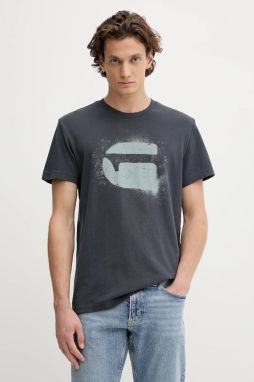 Bavlnené tričko G-Star Spray G logo pánske, tmavomodrá farba, s potlačou, D26833-D101