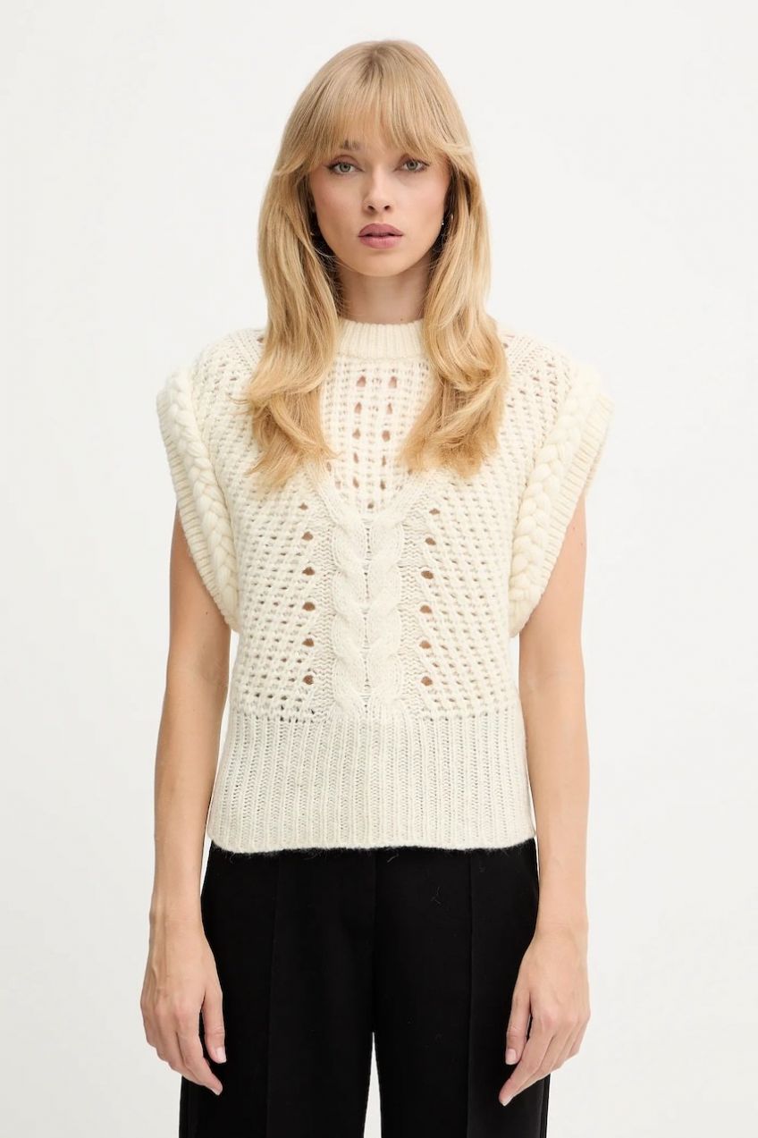 Vesta s prímesou vlny BOSS Orange C_Fastina béžová farba, 50549310