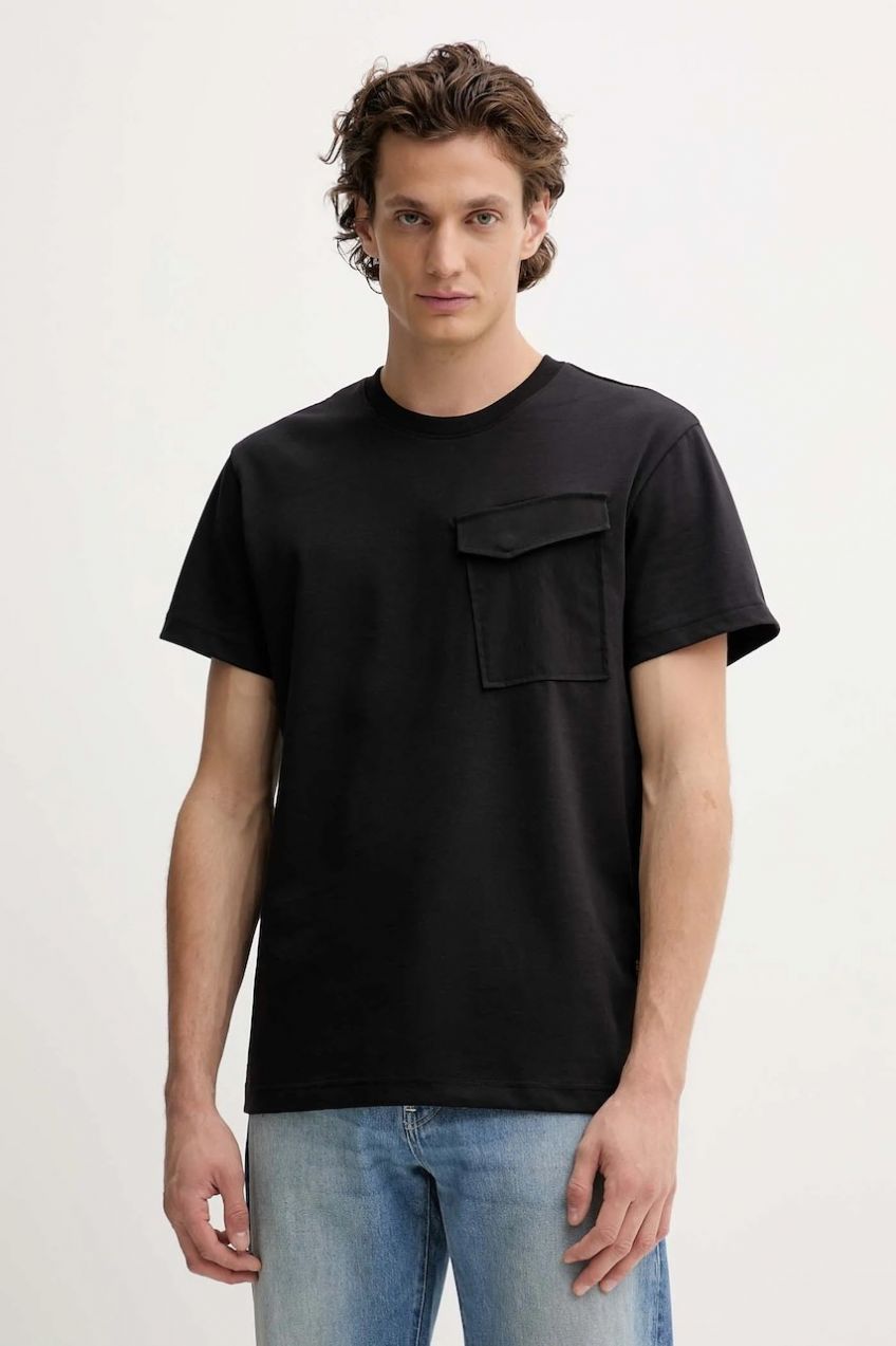 Bavlnené tričko G-Star Fabric mix pkt pánske, čierna farba, jednofarebné, D26844-C784