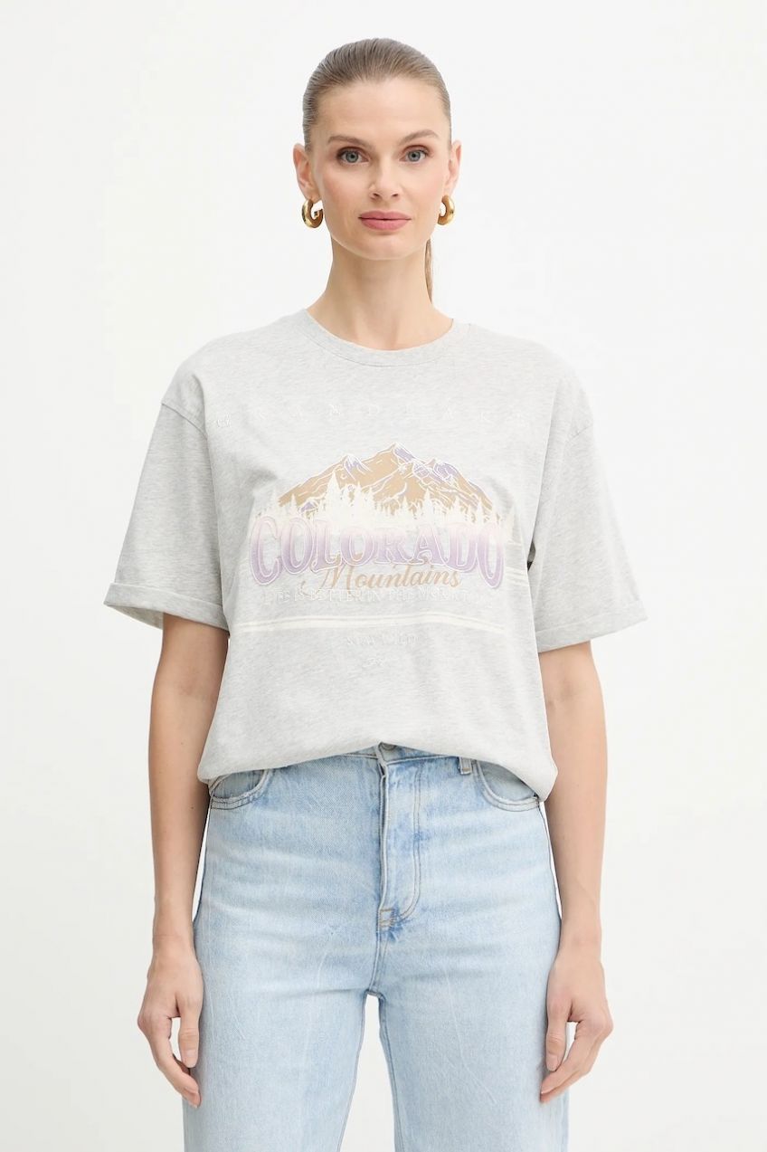 Bavlnené tričko BOSS Orange C_Evi_11 dámske, šedá farba, 50549195