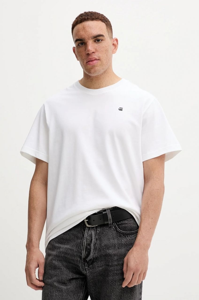 Bavlnené tričko G-Star Back photo print pánske, biela farba, s potlačou, D26839-C784