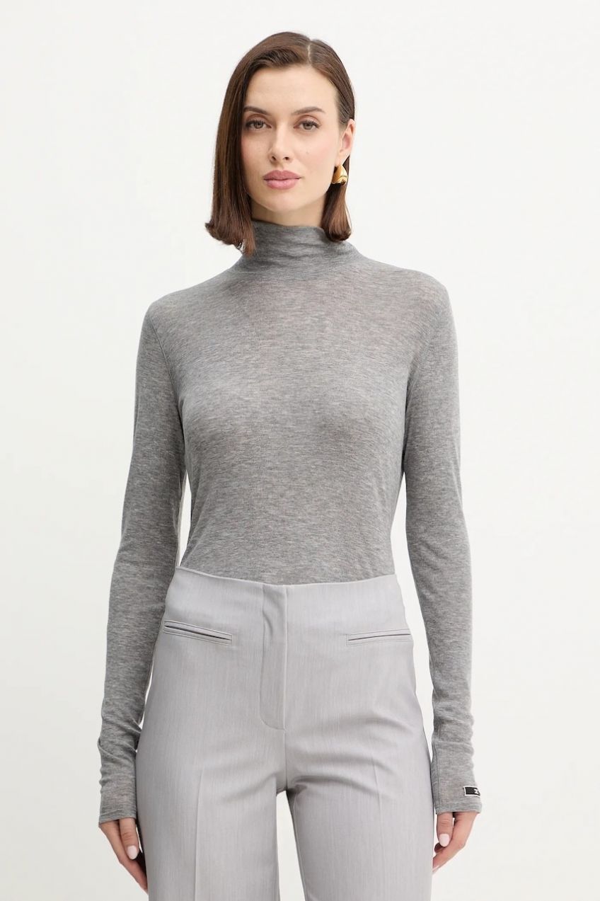 Sveter s prímesou vlny Elisabetta Franchi šedá farba, ľahký, MD61B56E2