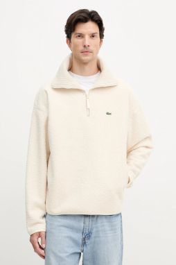 Fleecová mikina Lacoste béžová farba, jednofarebná, SH5500