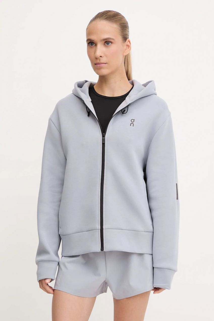 Mikina On Focus Tech fialová farba, s kapucňou, jednofarebná, 1WF30370174