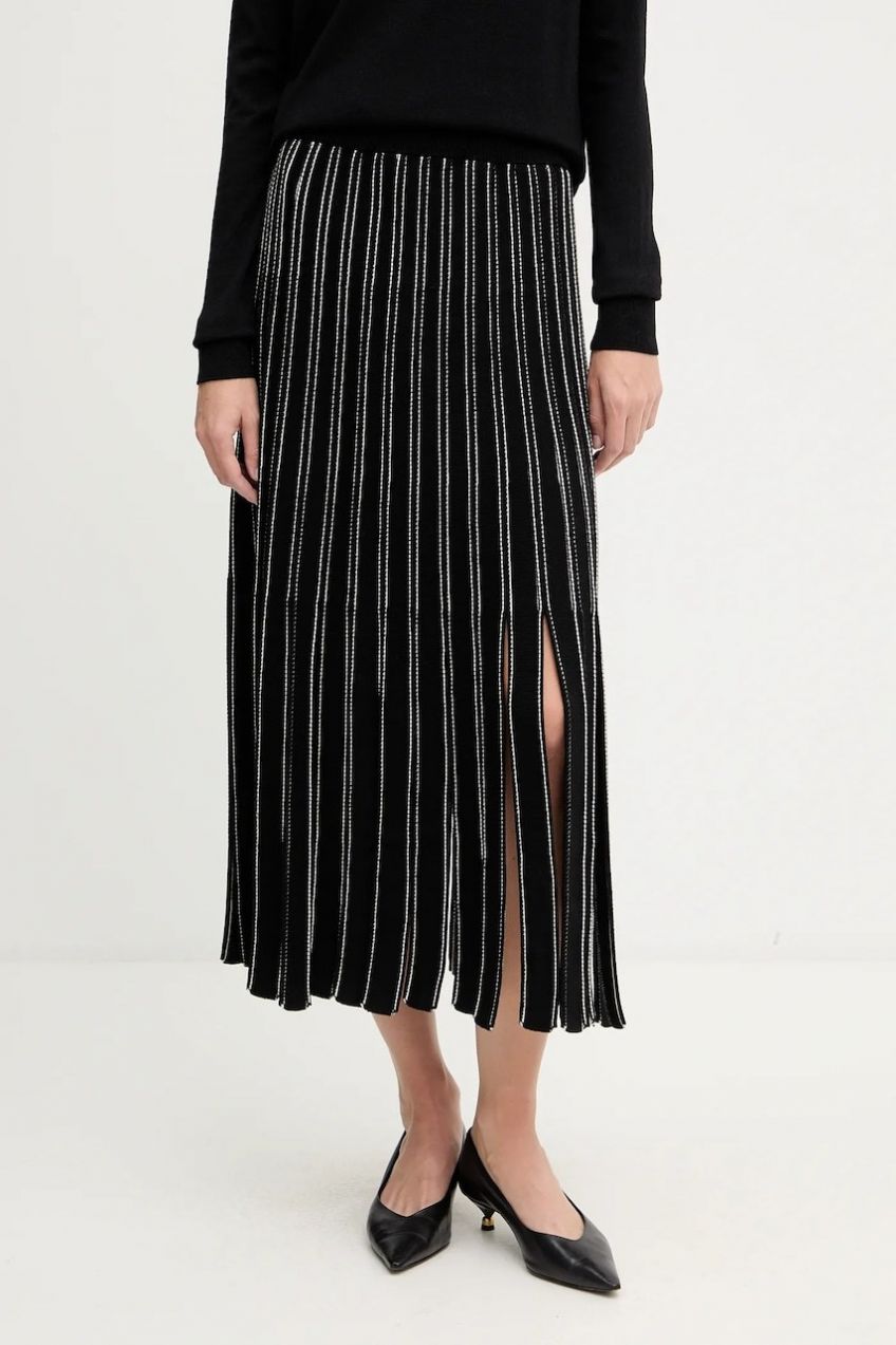 Sukňa BOSS Fatrina čierna farba, midi, áčkový strih, 50553135